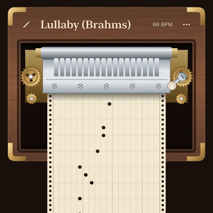 Music Box playing Brahms’ Lullaby: brass gears, comb and a paper tape
